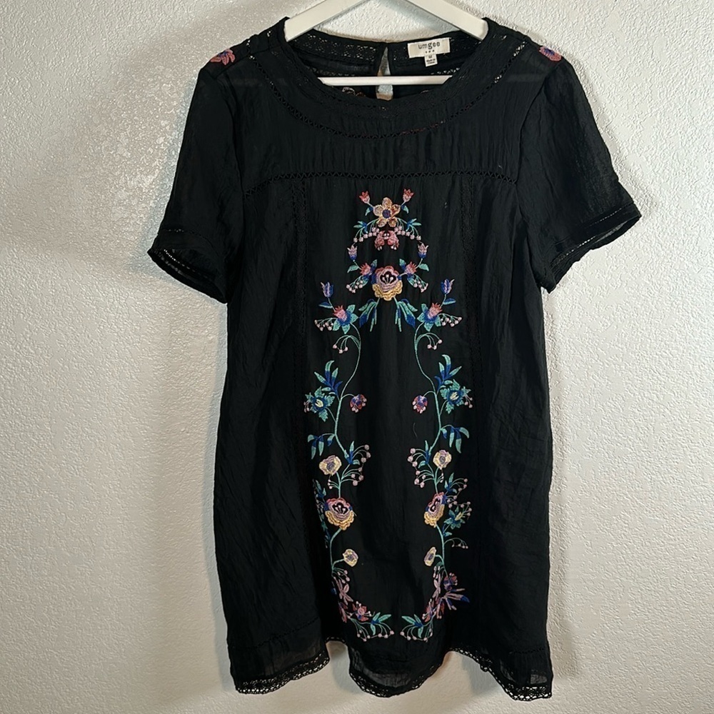 Umgee Embroidered Boho Mini Dress Size Medium